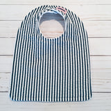 Navy Blue Stripe Seersucker Bib